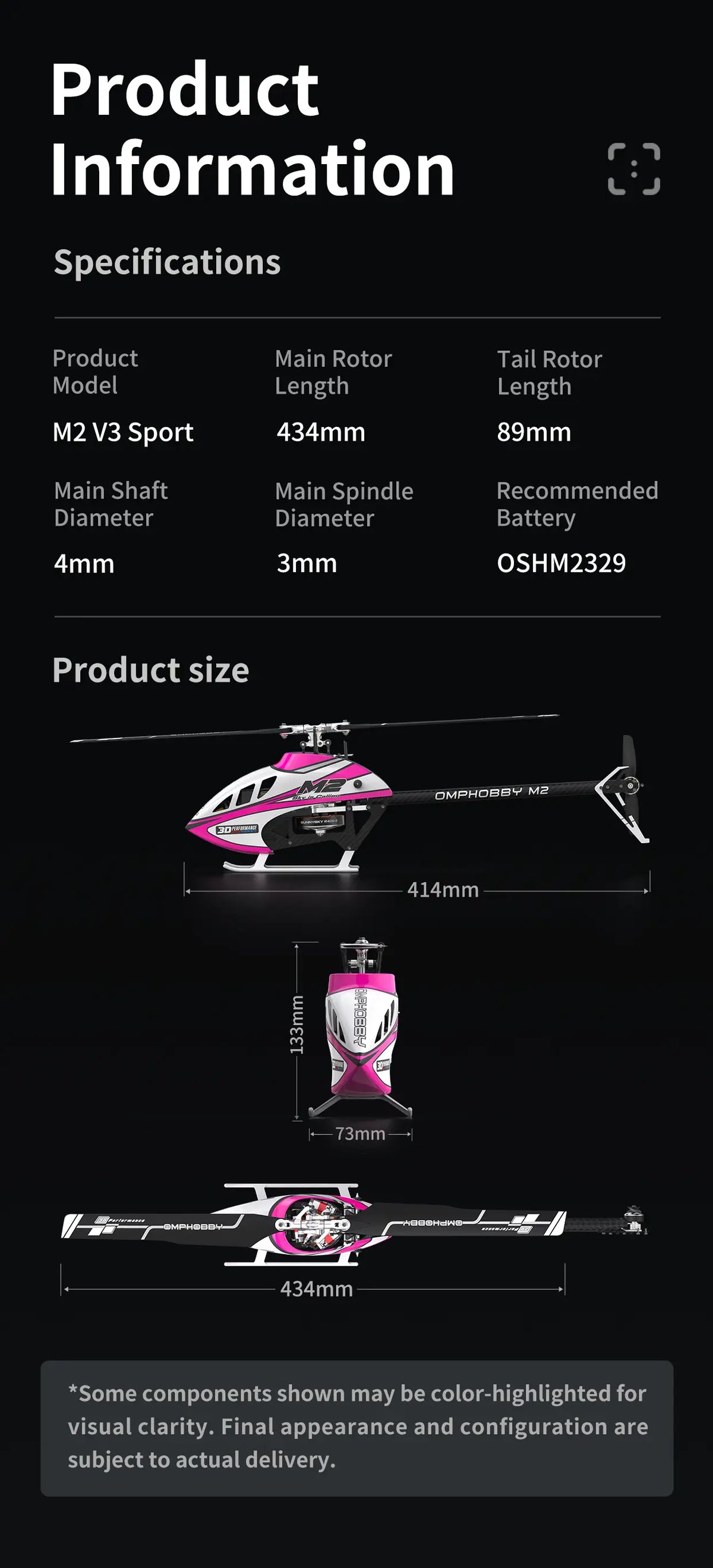 OMPHOBBY M2 V3 Sport RC Helicopter OSHM0052