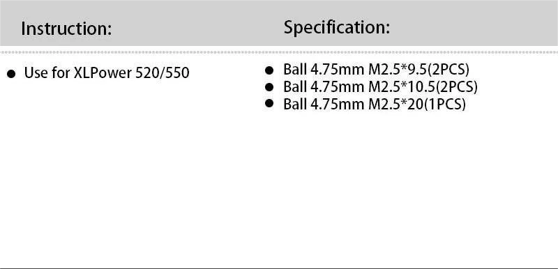 XLPower 1:1 Swashplate Balls - Nimbus 550 - XL52A20