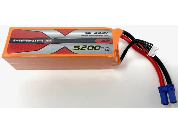 ManiaX 22.2V 5200mAh 80C Orange Lipo Pack : MX5200-6S-80