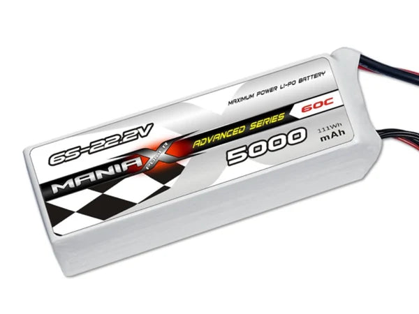 ManiaX 22.2V 5000mah 60C Lipo Battery Pack : MX5000-6S-60