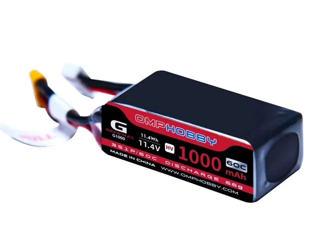 OMPHOBBY 11.4V HV LiPo 60C 1000mAh : OSHM2365