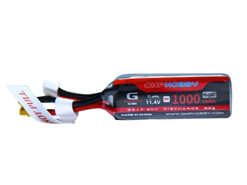 OMPHOBBY 11.4V HV LiPo 60C 1000mAh : OSHM2365